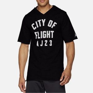 new jordan sportswear city of flight short sleeve hoodie men black/white